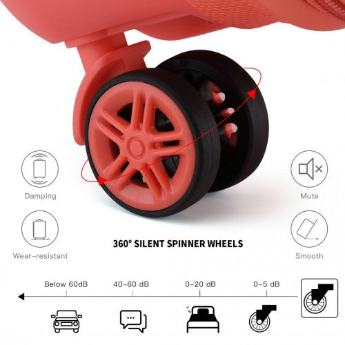 Red suitcase dual-wheel 360° silent spinner wheel assembly with damping icons