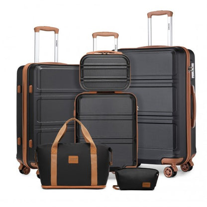 Kono K1871-1L 12/20/24/28-inch black and brown luggage set – set view