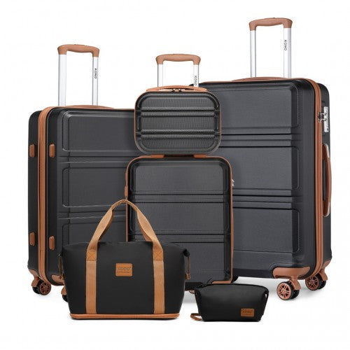 Kono K1871-1L 12/20/24/28-inch black and brown luggage set – set view