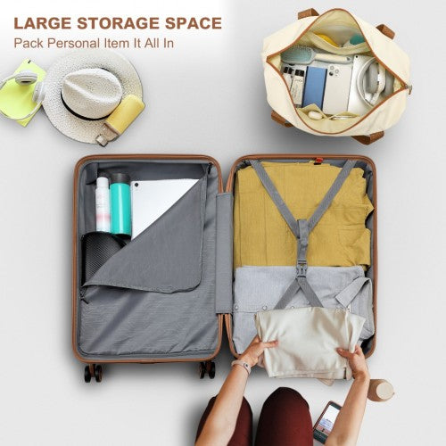 Kono K1871-1L 12/20/24/28-inch cream and beige luggage set – set view