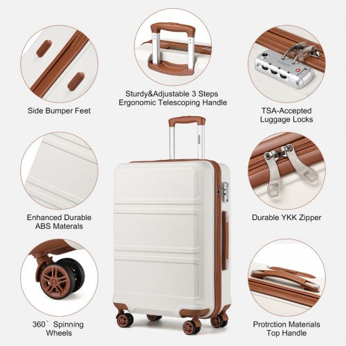 Kono K1871-1L 12/20/24/28-inch cream and beige luggage set – set view