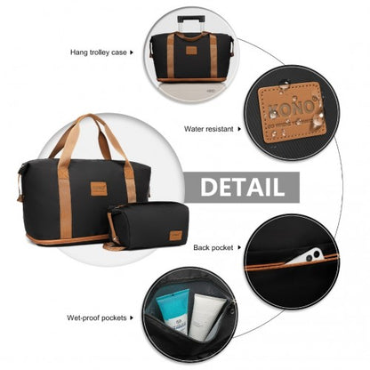 Kono K1871-1L 12/20/24/28-inch black and brown luggage set – set view