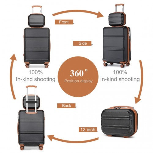Kono K1871-1L 12/20/24/28-inch black and brown luggage set – set view