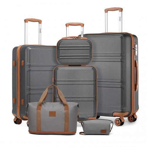 Kono K1871-1L 12/20/24/28-inch grey and brown luggage set – set view