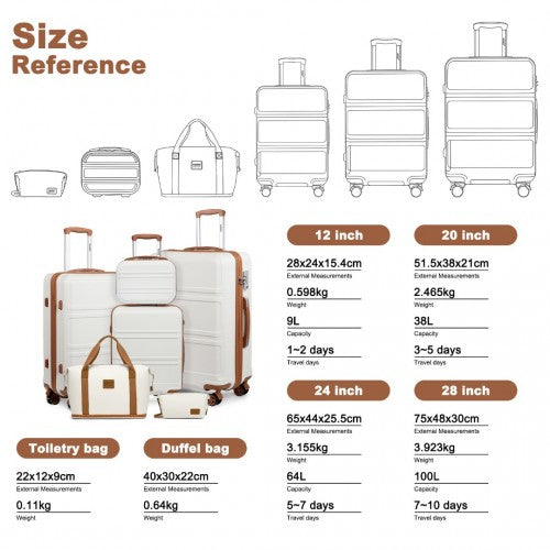 Kono K1871-1L 12/20/24/28-inch cream and beige luggage set – set view