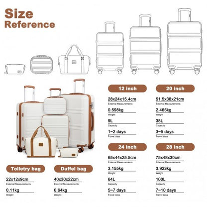 Kono K1871-1L 12/20/24/28-inch cream and beige luggage set – set view