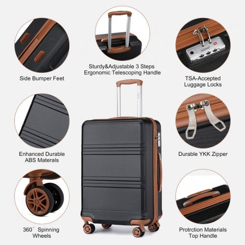 Kono K1871-1L 12/20/24/28-inch black and brown luggage set – set view