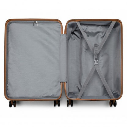 K1871-1L+EA2212 - Kono ABS 4 Wheel Suitcase Set With Vanity Case And Weekend Bag And Toiletry Bag - Cream
