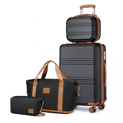 K1871-1L+EA2212 - Kono ABS 4 Wheel Suitcase Set With Vanity Case And Weekend Bag And Toiletry Bag