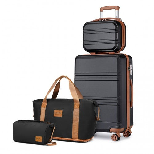 K1871-1L+EA2212 - Kono ABS 4 Wheel Suitcase Set With Vanity Case And Weekend Bag And Toiletry Bag