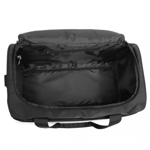 K1871-1L+EA2321 - Kono ABS 20 Inch Sculpted Horizontal Design 2 Piece Suitcase Set With Cabin Bag - Black