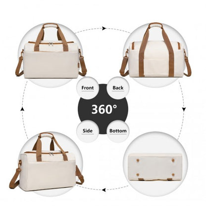 K1871-1L+EA2321 - Kono ABS 20 Inch Sculpted Horizontal Design 2 Piece Suitcase Set With Cabin Bag - Cream