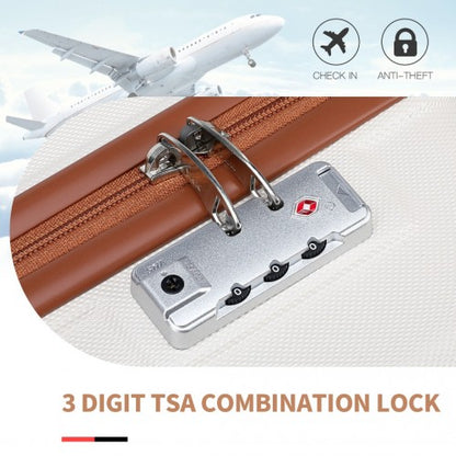 K1871-1L+EA2321 - Kono ABS 20 Inch Sculpted Horizontal Design 2 Piece Suitcase Set With Cabin Bag - Cream