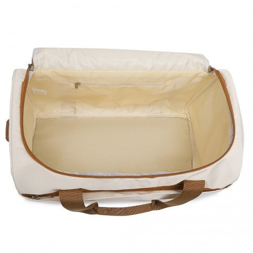 K1871-1L+EA2321 - Kono ABS 20 Inch Sculpted Horizontal Design 2 Piece Suitcase Set With Cabin Bag - Cream