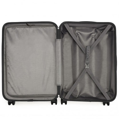 K1871-1L+EA2321 - Kono ABS 20 Inch Sculpted Horizontal Design 2 Piece Suitcase Set With Cabin Bag - Black