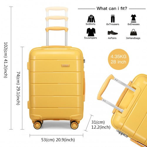 K1997L - KONO 20-24-28” HARD SHELL PP SUITCASE SET - YELLOW