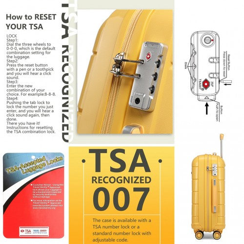 K1997L - KONO 20-24-28” HARD SHELL PP SUITCASE SET - YELLOW