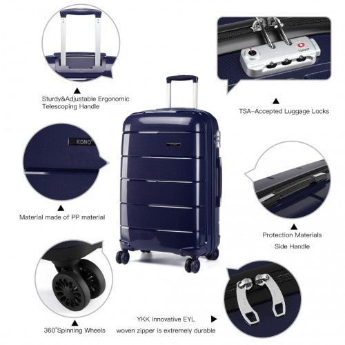 Kono K1997L 20/24/28-inch navy luggage set – side view