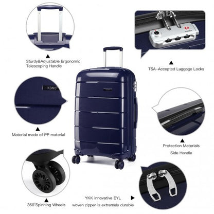 Kono K1997L 20/24/28-inch navy luggage set – side view