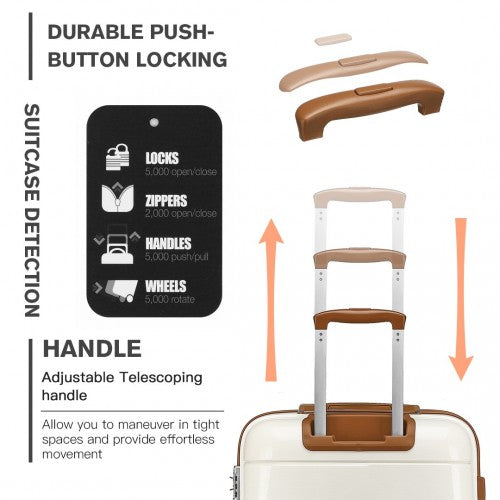 K1997L - KONO 20-24-28” HARD SHELL PP SUITCASE SET - CREAM