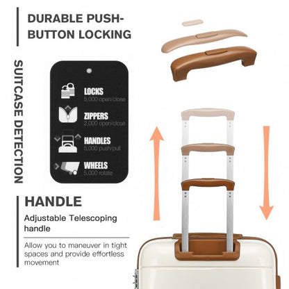 K1997L - KONO 20-24-28” HARD SHELL PP SUITCASE SET - CREAM