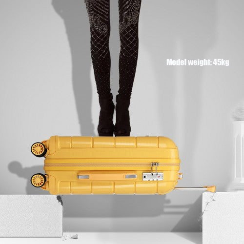 K1997L - KONO 20-24-28” HARD SHELL PP SUITCASE SET - YELLOW