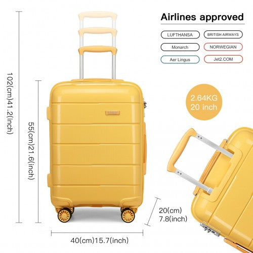 K1997L - KONO 20-24-28” HARD SHELL PP SUITCASE SET - YELLOW