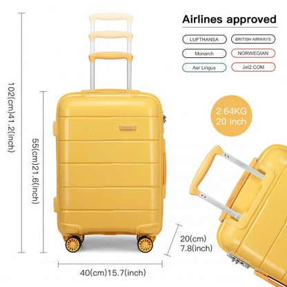 K1997L - KONO 20-24-28” HARD SHELL PP SUITCASE SET - YELLOW