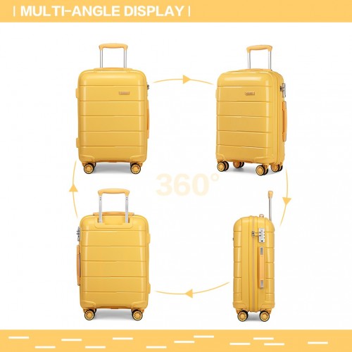 K1997L - KONO 20-24-28” HARD SHELL PP SUITCASE SET - YELLOW