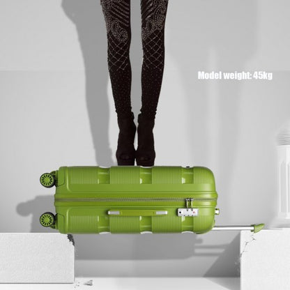 K2092L - Kono Bright Hard Shell PP Suitcase 3 Pieces Set - Classic Collection - Green