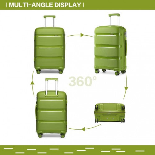 K2092L - Kono Bright Hard Shell PP Suitcase 3 Pieces Set - Classic Collection - Green