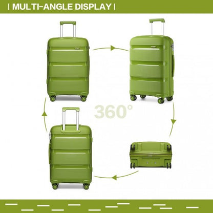 K2092L - Kono Bright Hard Shell PP Suitcase 3 Pieces Set - Classic Collection - Green