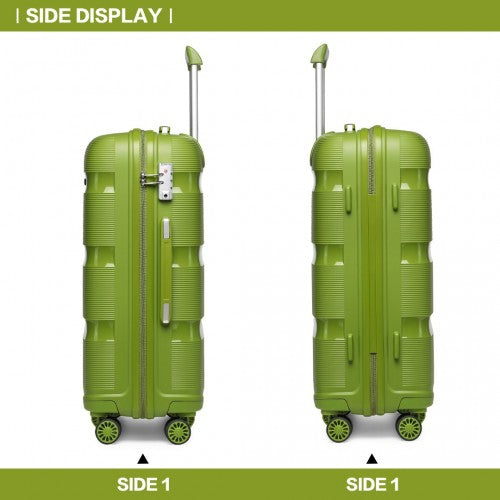 K2092L - Kono Bright Hard Shell PP Suitcase 3 Pieces Set - Classic Collection - Green