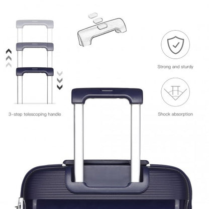 K2092L - Kono Bright Hard Shell PP Suitcase With TSA Lock And Vanity Case 4 Pieces Set - Classic Collection - Navy