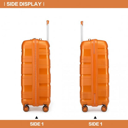 K2094L - Kono 14/20 Inch Lightweight Polypropylene Hard Shell 2 Piece Suitcase Set With TSA Lock And Vanity Case - Orange