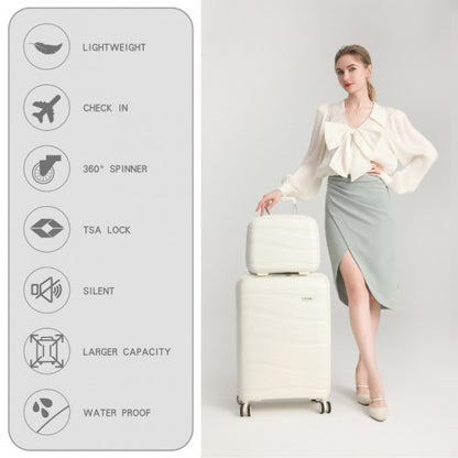 Kono K2094L 14/20-inch white luggage set – set view