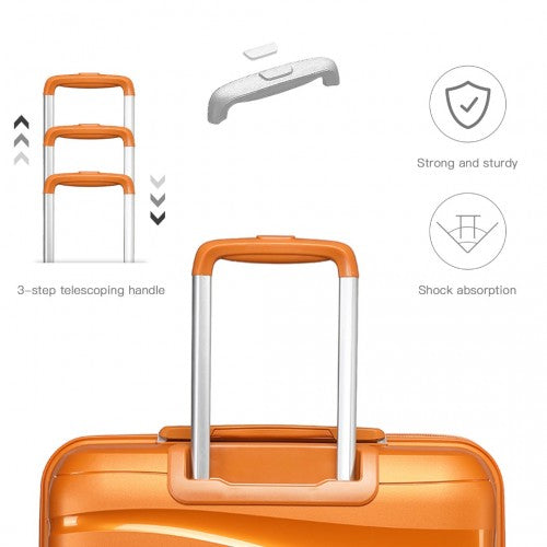 K2094L - Kono 14/20 Inch Lightweight Polypropylene Hard Shell 2 Piece Suitcase Set With TSA Lock And Vanity Case - Orange
