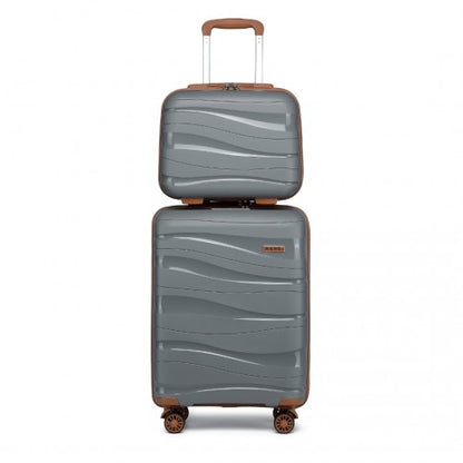 Kono K2094L 14/20-inch grey and brown luggage set – set view
