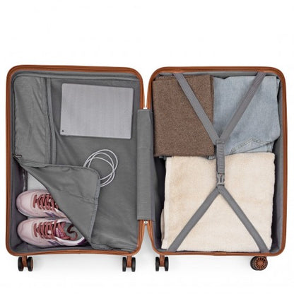 K2094L+EA2212 - Kono 20 Inch Polypropylene Cabin Size Suitcase 3 Piece Travel Set with Weekend Bag and Toiletry Bag - Cream
