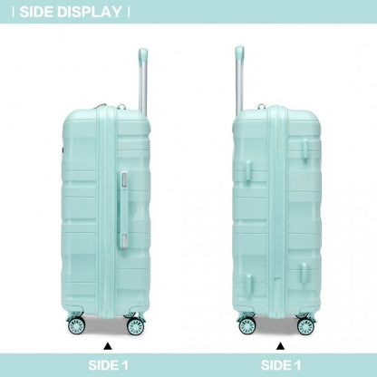 K2094L - Kono Lightweight Polypropylene Hard Shell 3 Piece Suitcase Set With TSA Lock - Mint Green