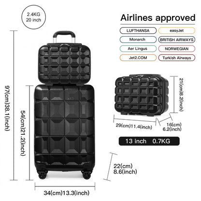Kono K2292L 20-inch black vanity case – rear view