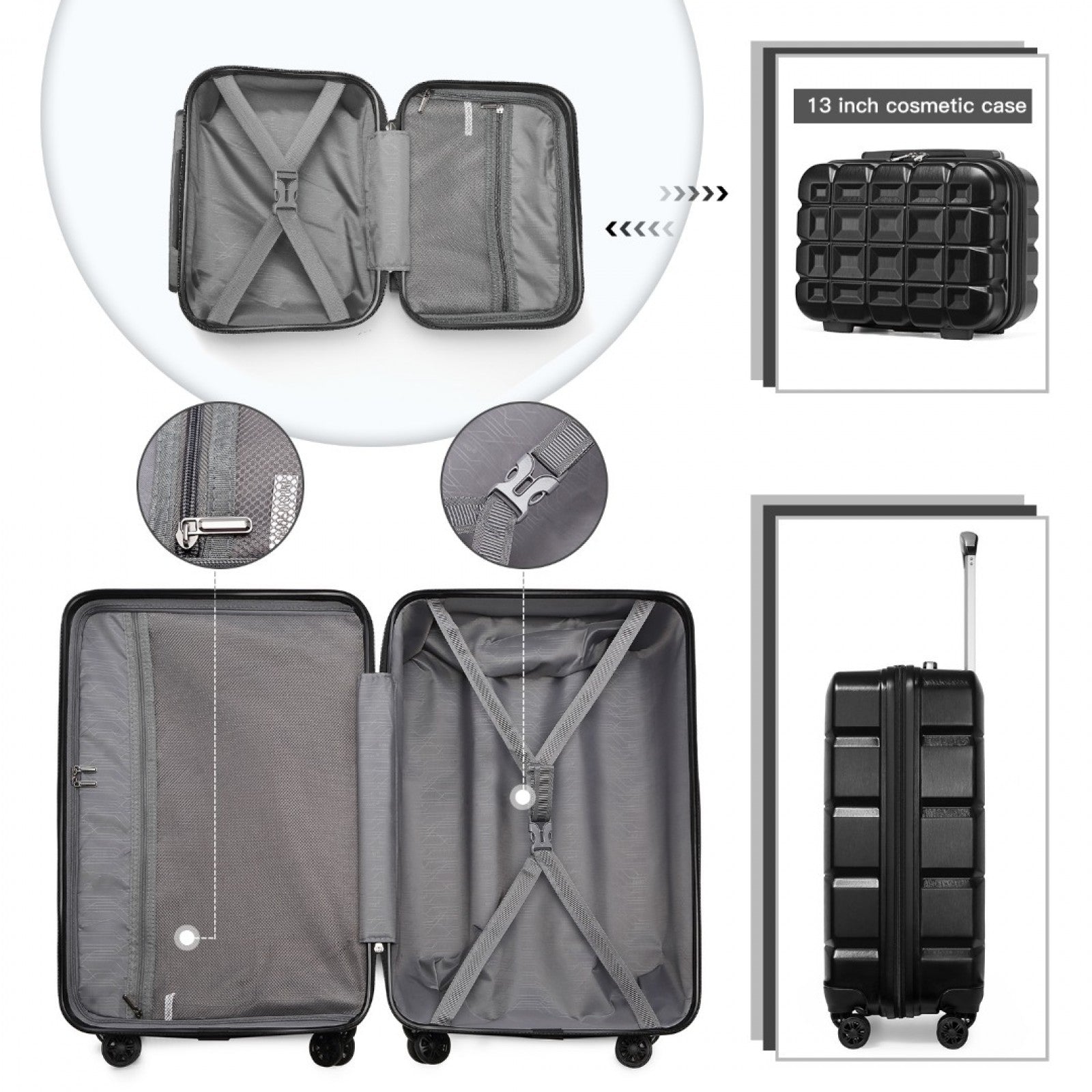 Kono K2292L 20-inch black vanity case – detail view 4