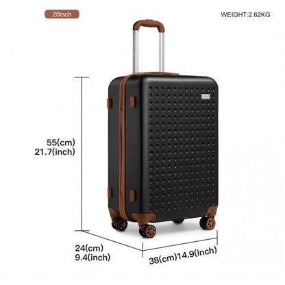 K2394L - Kono 13/20 Inch Flexible Hard Shell ABS Suitcase With TSA Lock And Vanity Case - Black