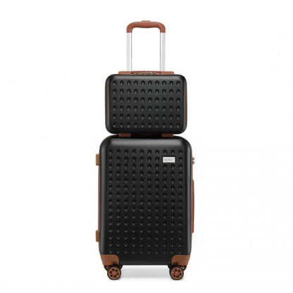 K2394L - Kono 13/20 Inch Flexible Hard Shell ABS Suitcase With TSA Lock And Vanity Case - Black