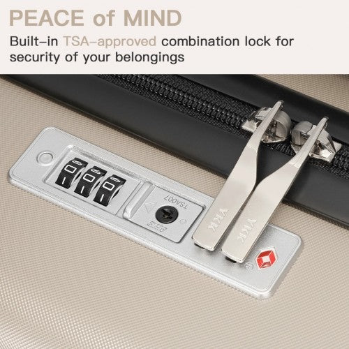 KSK2482 - Kono 3-Piece Horizontal Engraved Hard Shell ABS+PC Suitcase with TSA Lock - Gold