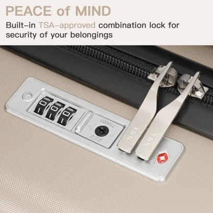 KSK2482 - Kono 3-Piece Horizontal Engraved Hard Shell ABS+PC Suitcase with TSA Lock - Gold