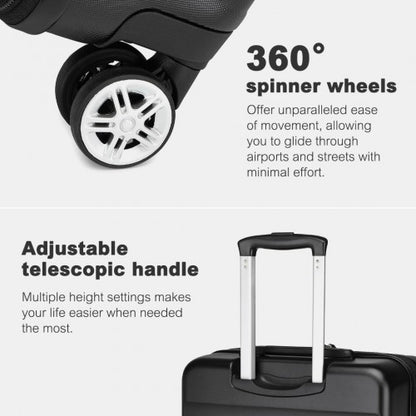 KSK2482 - Kono 3-Piece Horizontal Engraved Hard Shell ABS+PC Suitcase with TSA Lock - Black
