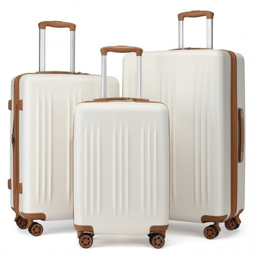 Kono KSK2483 20/24/28-inch cream and brown luggage set – set view