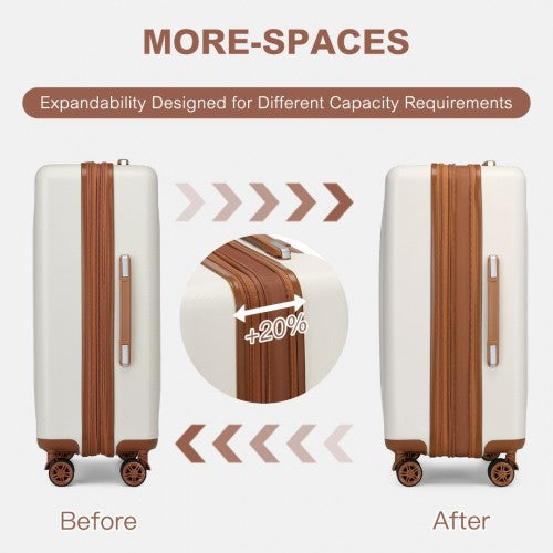 Kono KSK2483 20/24/28-inch cream and brown luggage set – set view