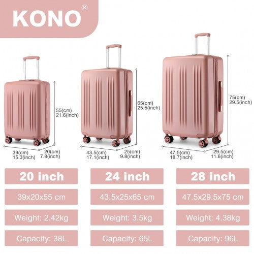 Kono KSK2483 20/24/28-inch nude luggage set – set view